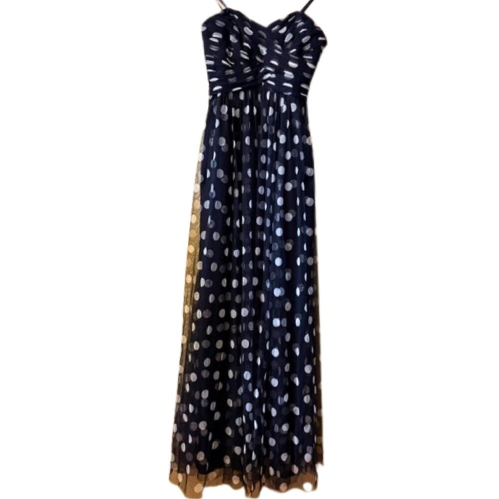 Lauren Ralph Lauren Evening Strapless Polka Dot Tulle Maxi Dress Wedding Guest